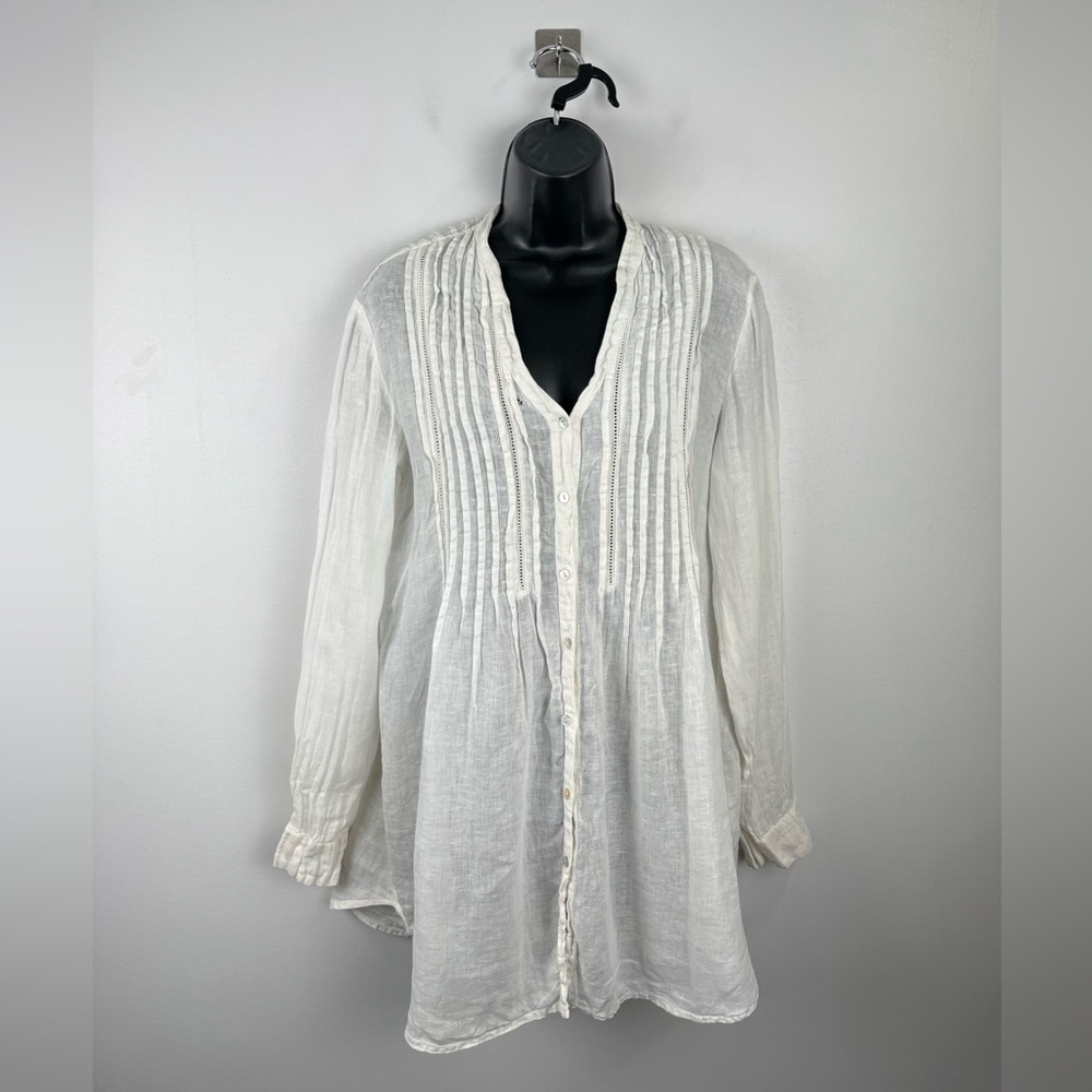 120% Lino Women Linen Tunic Blouse Size‎ Small